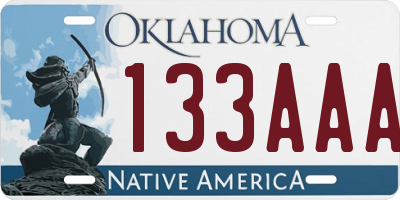 OK license plate 133AAA
