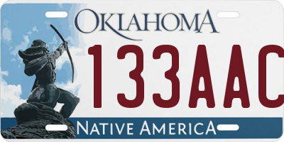 OK license plate 133AAC