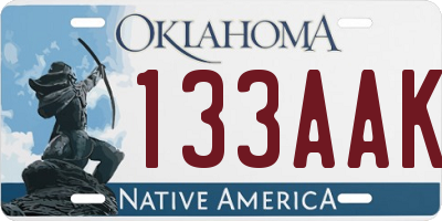 OK license plate 133AAK