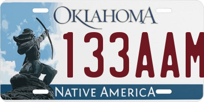 OK license plate 133AAM