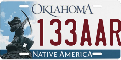 OK license plate 133AAR