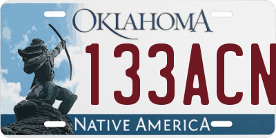 OK license plate 133ACN