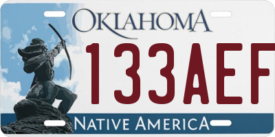 OK license plate 133AEF