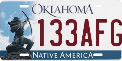 OK license plate 133AFG