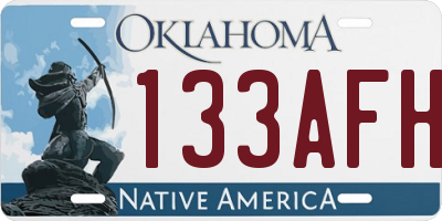 OK license plate 133AFH