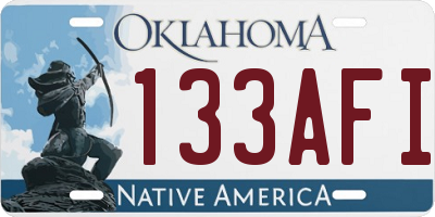 OK license plate 133AFI