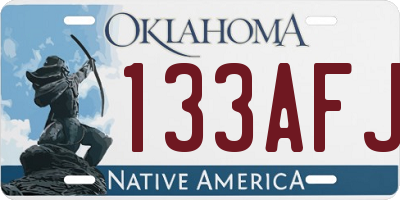 OK license plate 133AFJ