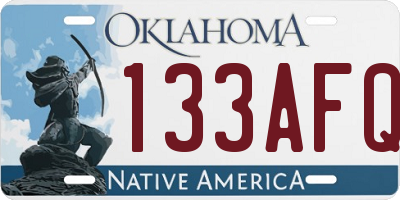 OK license plate 133AFQ