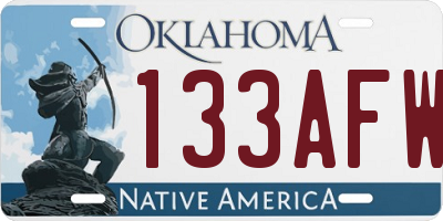 OK license plate 133AFW