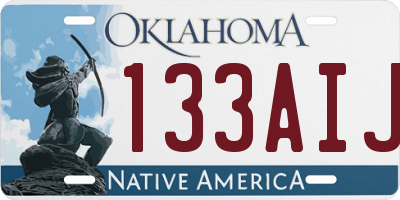 OK license plate 133AIJ