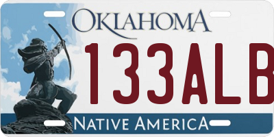OK license plate 133ALB