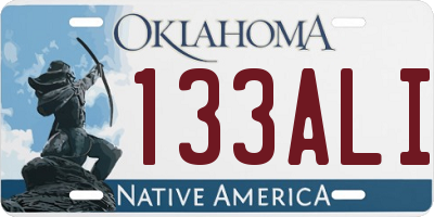 OK license plate 133ALI