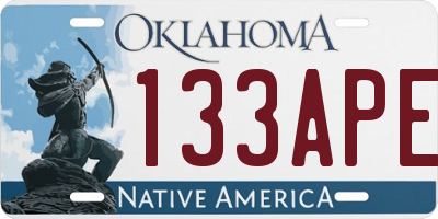 OK license plate 133APE