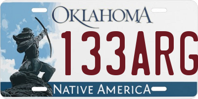 OK license plate 133ARG