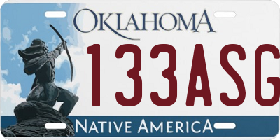 OK license plate 133ASG