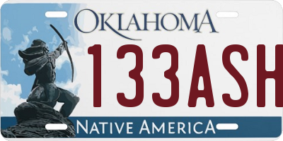 OK license plate 133ASH