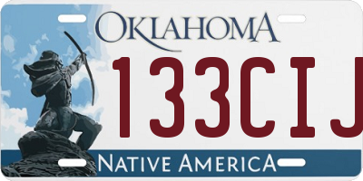 OK license plate 133CIJ