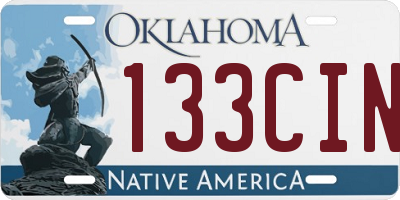 OK license plate 133CIN