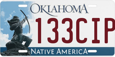 OK license plate 133CIP