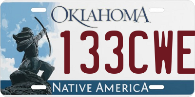 OK license plate 133CWE