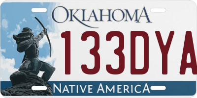 OK license plate 133DYA