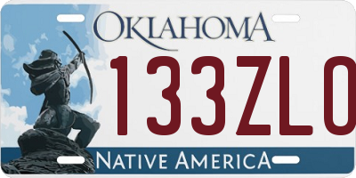 OK license plate 133ZLO