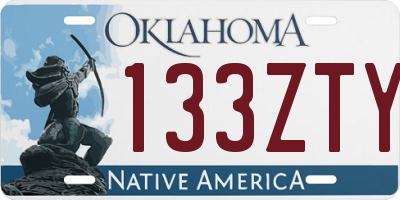 OK license plate 133ZTY