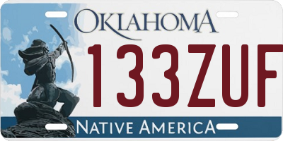 OK license plate 133ZUF