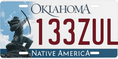 OK license plate 133ZUL