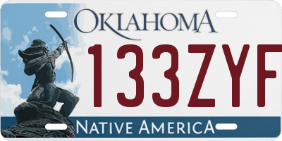 OK license plate 133ZYF