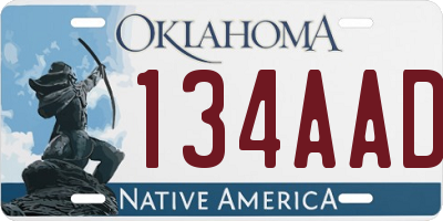 OK license plate 134AAD