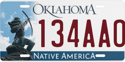 OK license plate 134AAO