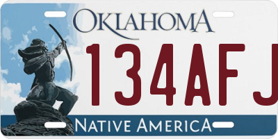 OK license plate 134AFJ
