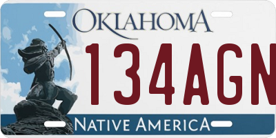 OK license plate 134AGN