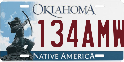OK license plate 134AMW