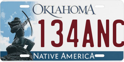 OK license plate 134ANC