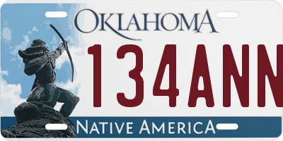 OK license plate 134ANN