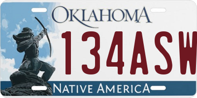 OK license plate 134ASW
