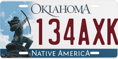 OK license plate 134AXK