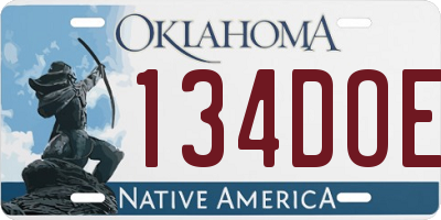 OK license plate 134DOE