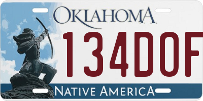 OK license plate 134DOF