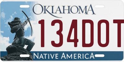 OK license plate 134DOT