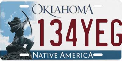 OK license plate 134YEG
