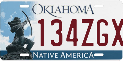 OK license plate 134ZGX