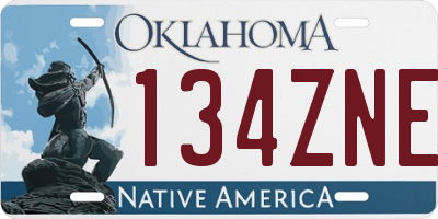 OK license plate 134ZNE