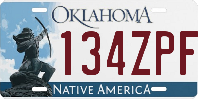 OK license plate 134ZPF