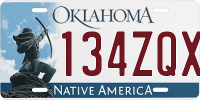OK license plate 134ZQX