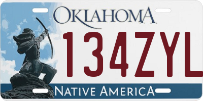OK license plate 134ZYL