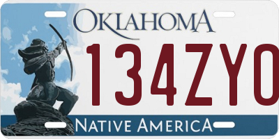 OK license plate 134ZYO