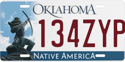 OK license plate 134ZYP
